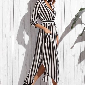 Striped Belted Shirt Dress - BRAND NEW